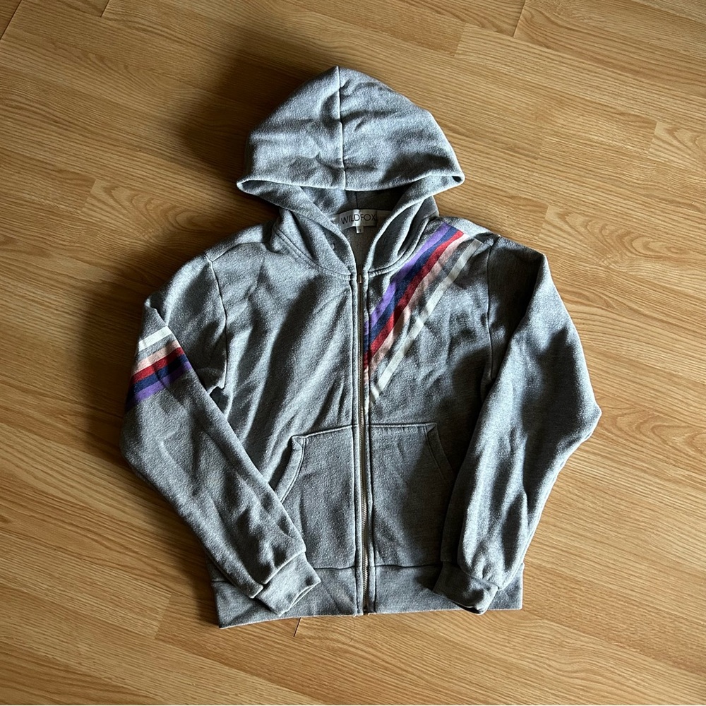 Wildfox Apollo Stripe Everyday Fleece Hoodie Jacket Women’s Small- READ